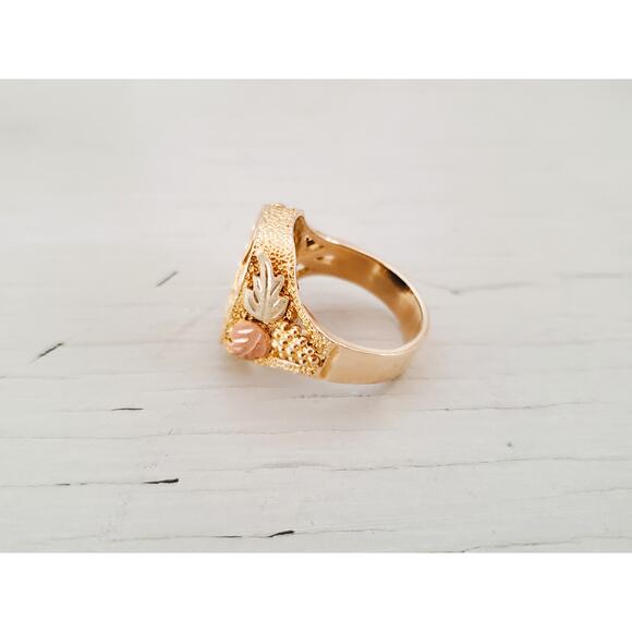 Vintage Rushmore Designer 10K Black Hills Gold Onyx Men's Harley Davidson Ring - Picture 4 of 6